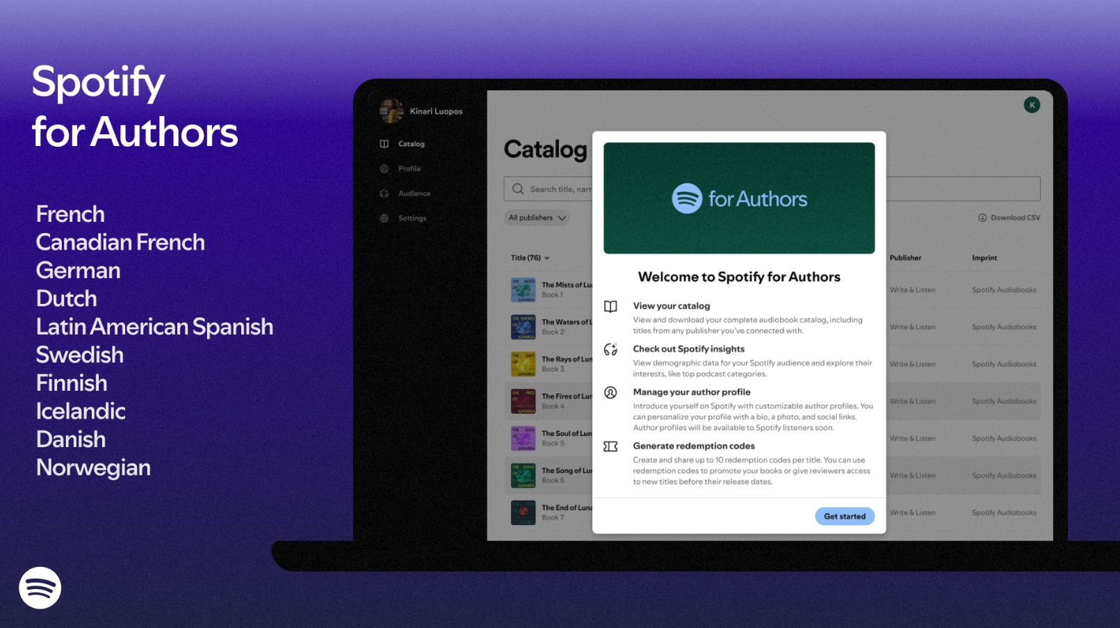 Usługa Spotify for Authors