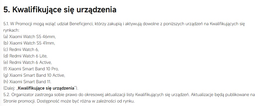 Wzmianka o nowych opaskach Xiaomi Smart Band 11 i Xiaomi Smart Band 10 Active na polskiej stronie Xiaomi fot. Tabletowo.pl