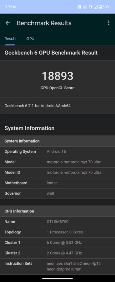 Motorola Razr 70 Ultra Benchmark