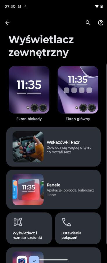 Motorola Razr 70 Ultra Zrzuty ekranu system operacyjny