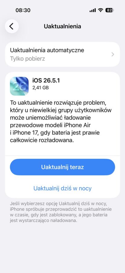 Aktualizacja Apple do iOS 26.5.1 źródło tabletowo.pl