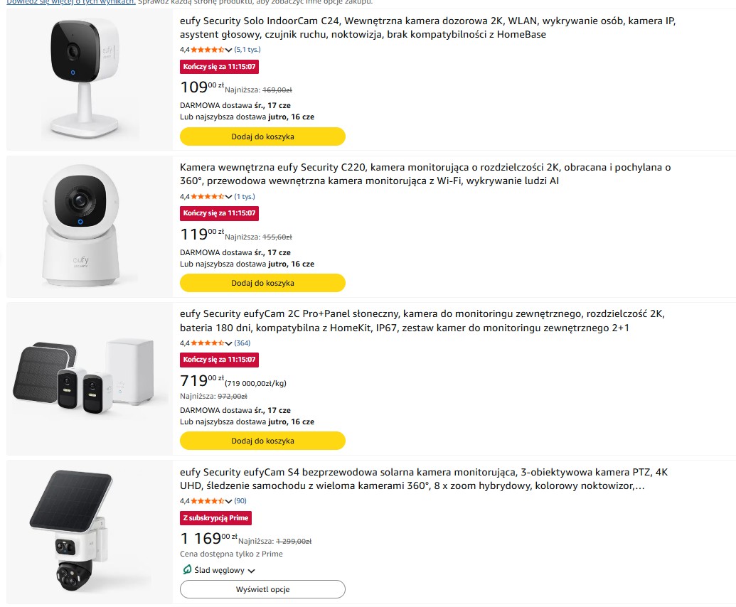Urządzenia smart Anker Eufy na Amazon Prime Days 2026, kamery, roboty