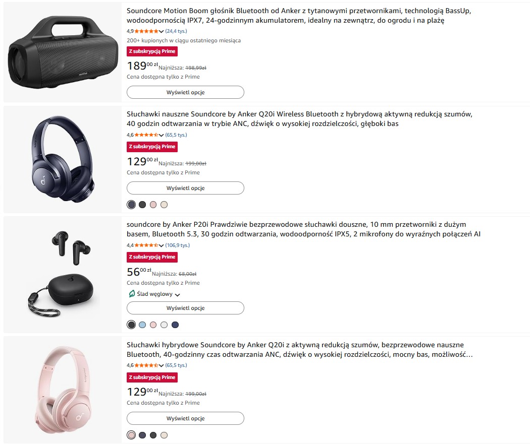 Urządzenia audio Anker Soundcore na Amazon Prime Days 2026
