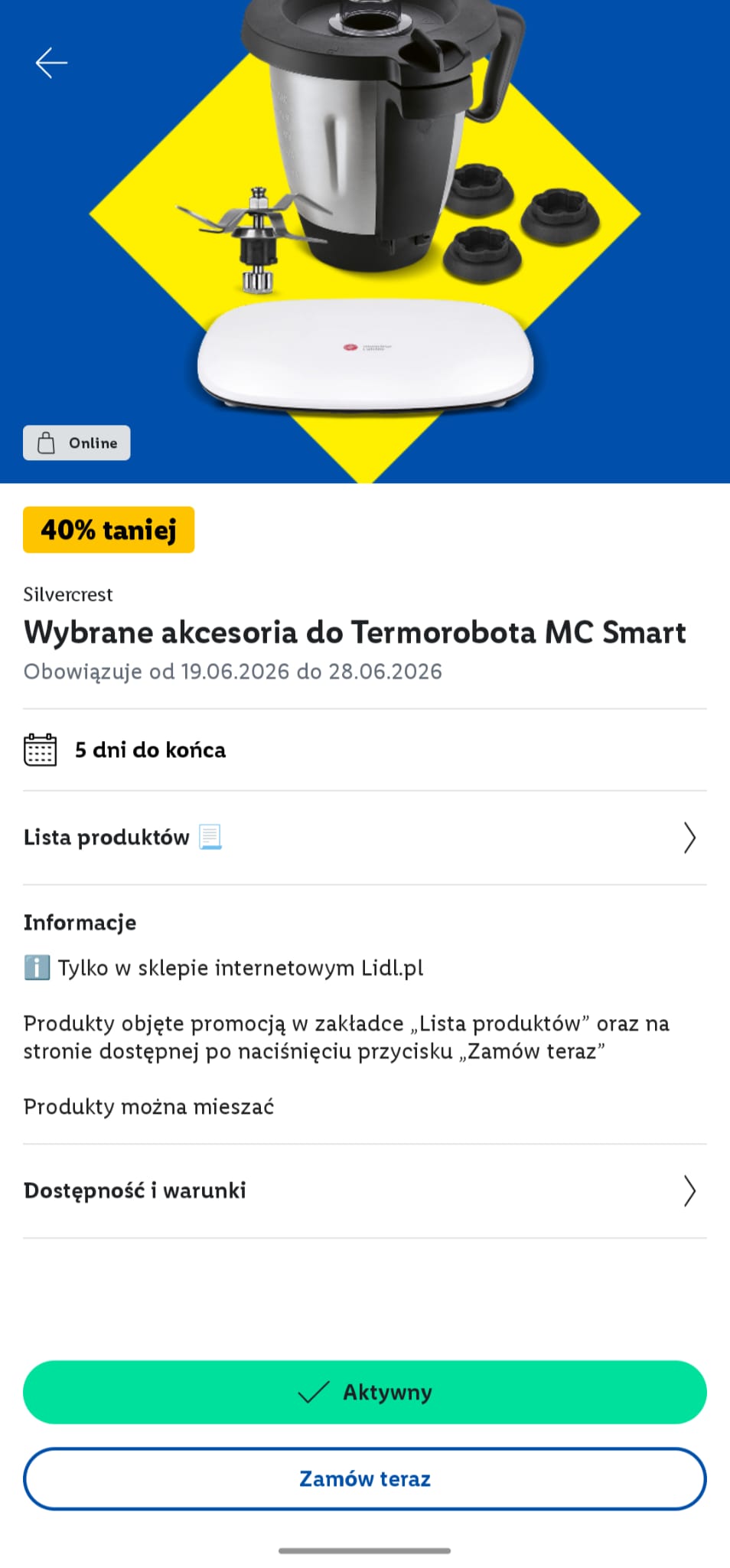 Kupon w Lidl Plus na termorobota MC Smart Lidlomix akcesoria