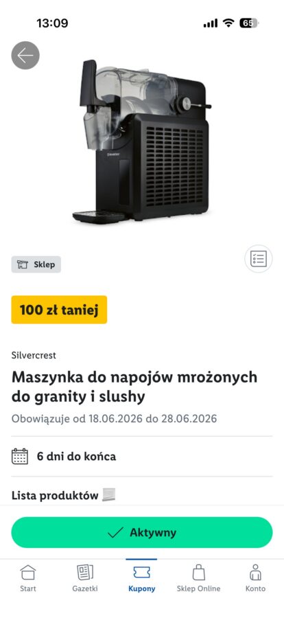 Promocja na maszynkę do robienia granity i slushy marki SilverCrest w Lidlu