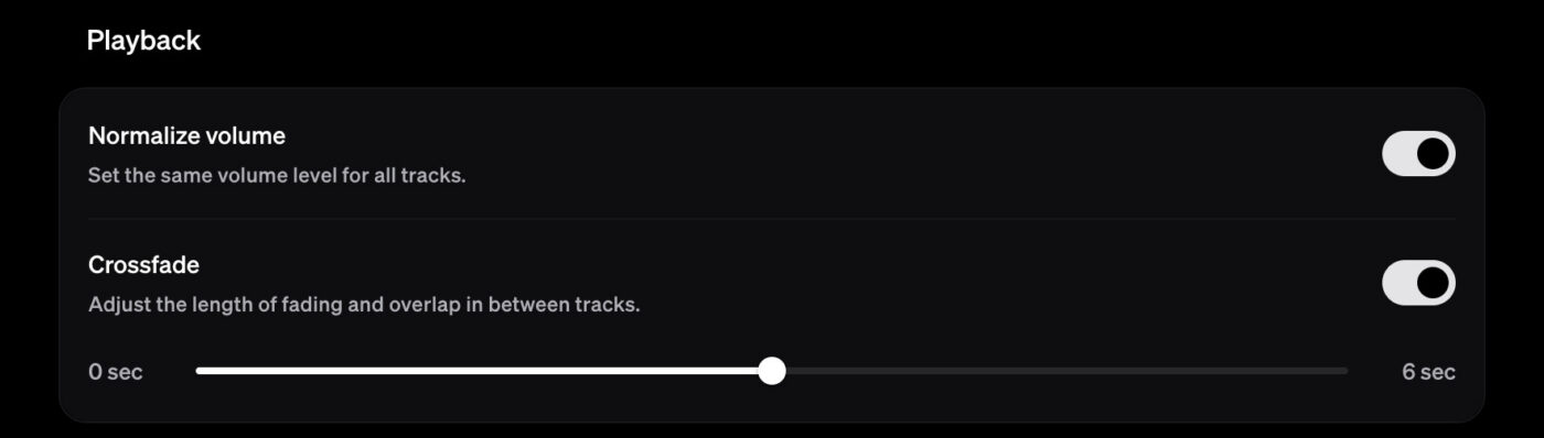 Tidal funkcja Crossfade
