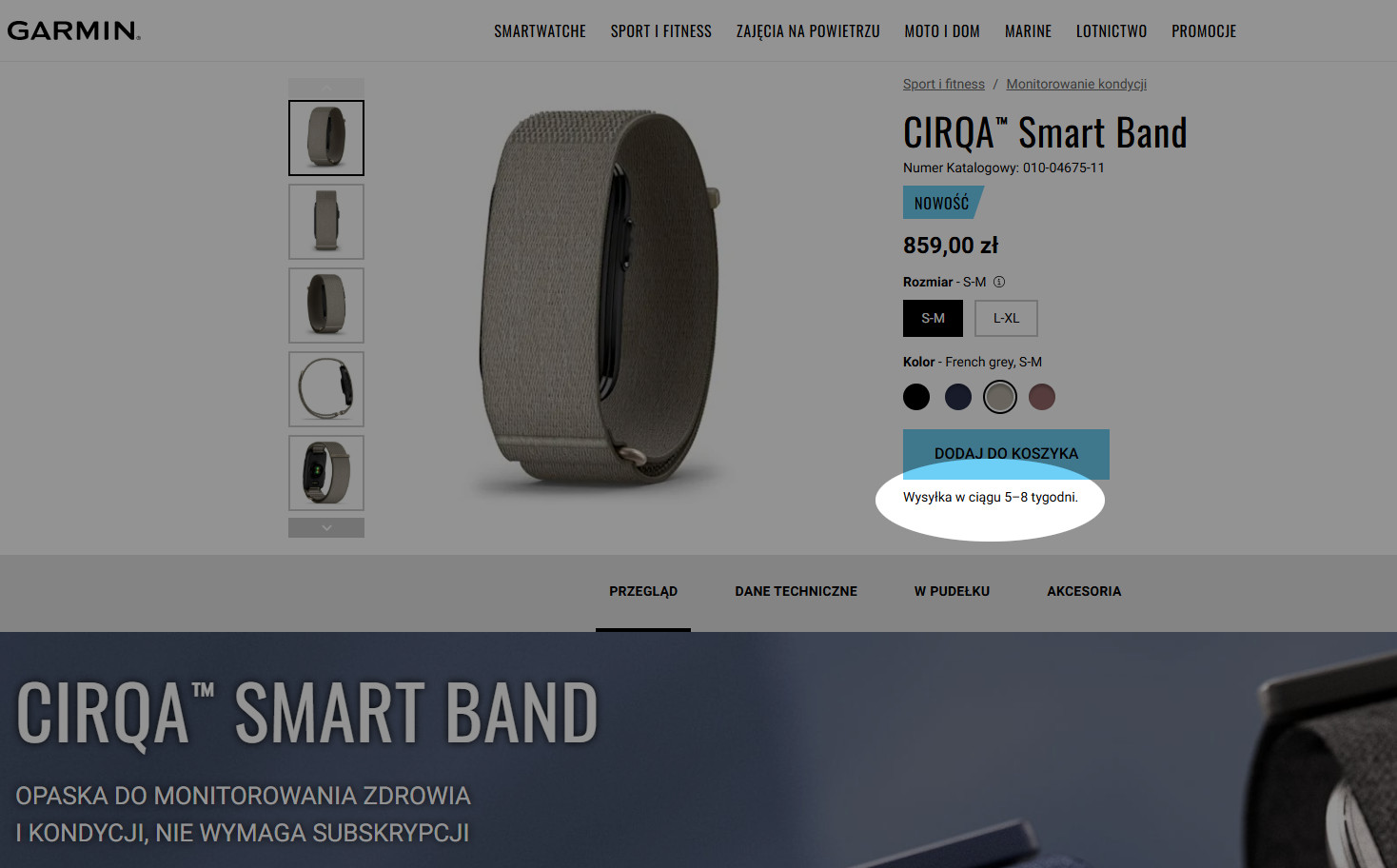 Garmin Cirqa wysyłka