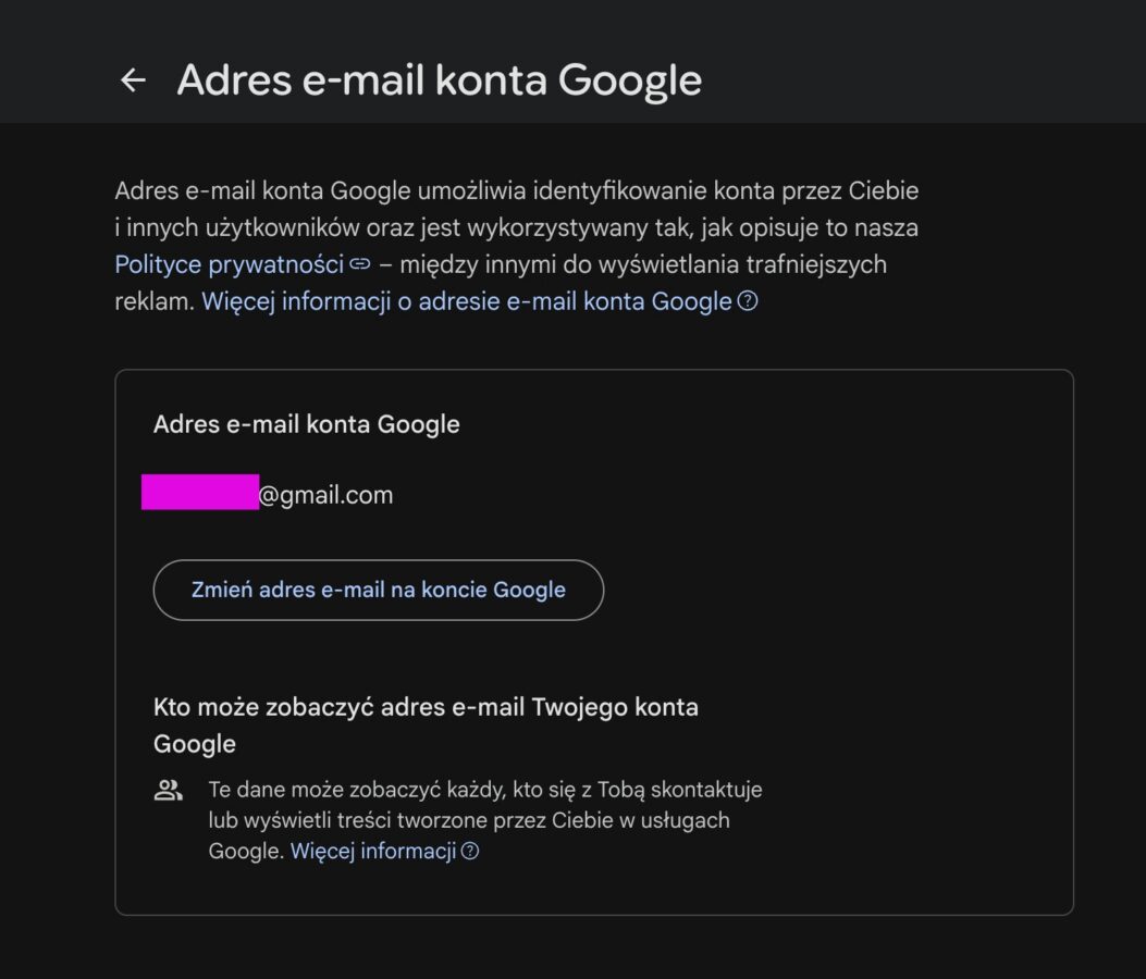 Gmail zmiana adres e-mail
