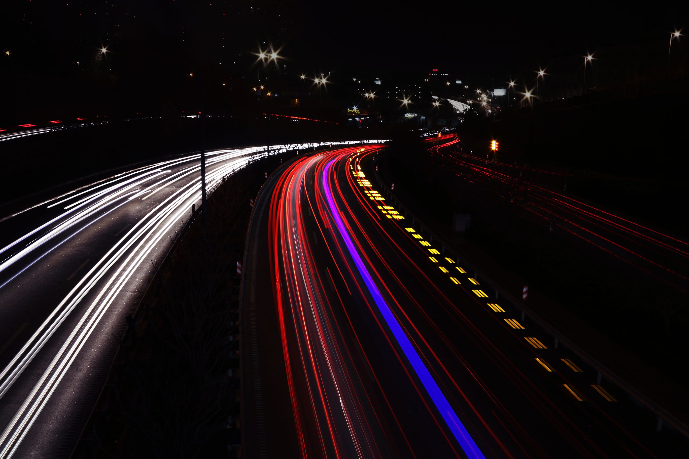 Autostrada, ruch, droga, światła