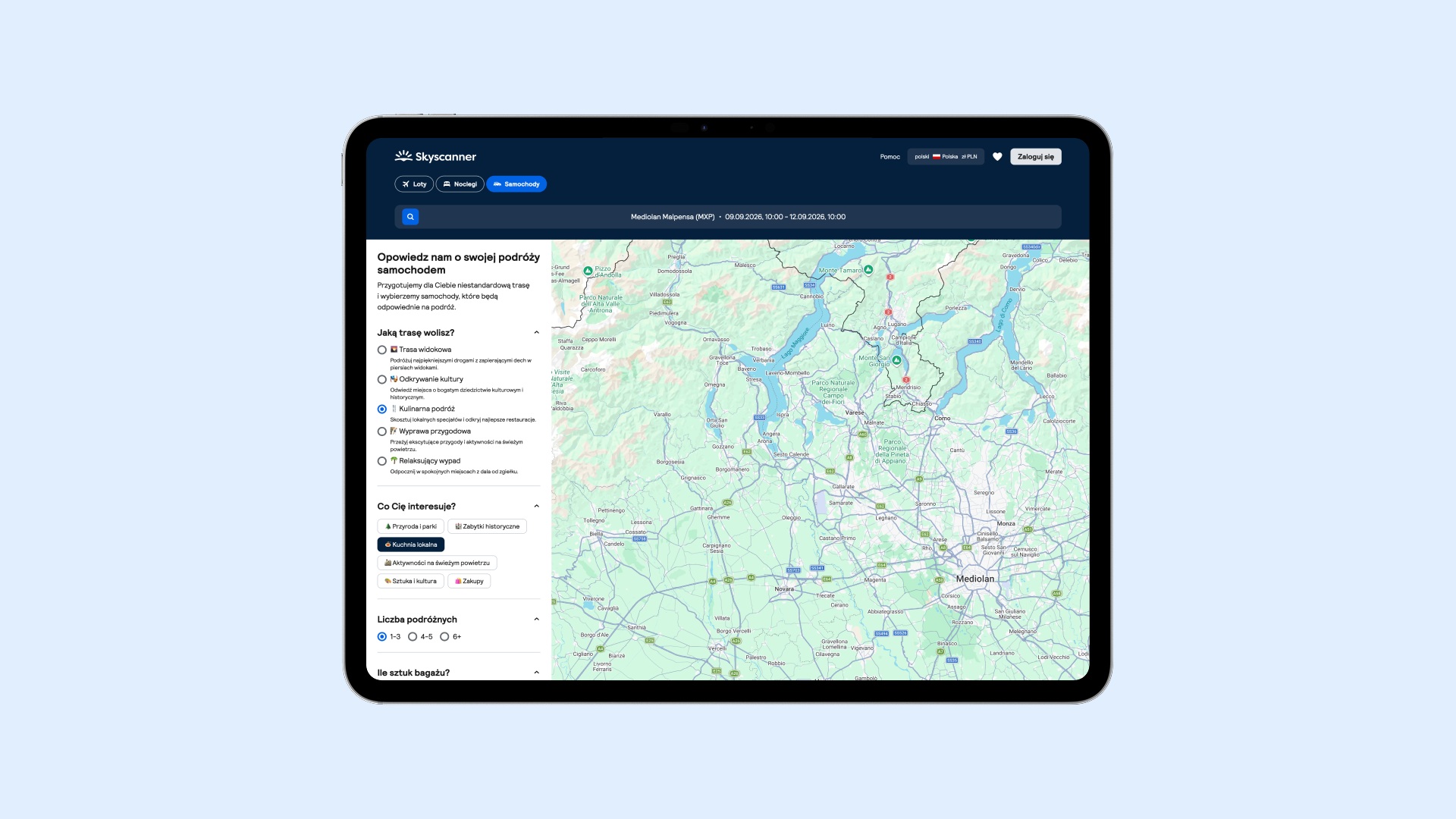 Skyscanner, nowe funkcje, lipiec 2026, planowanie podróży samochodem