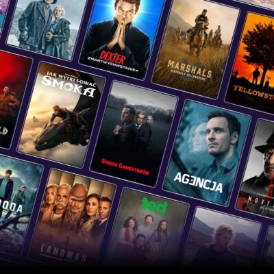 grafika przedstawiająca wybrane filmy i seriale dostępne na skyshowtime