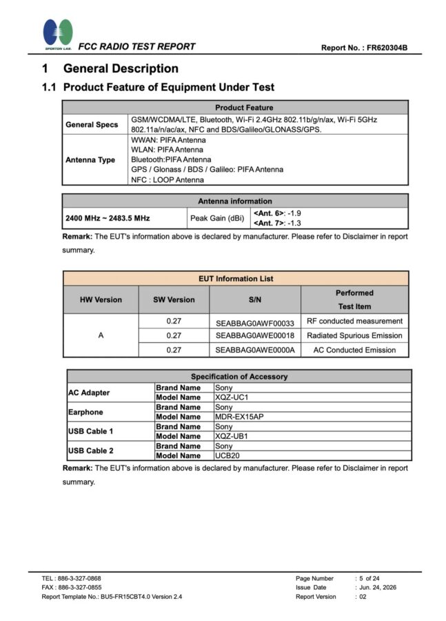 smartfon sony xperia 10 viii fcc