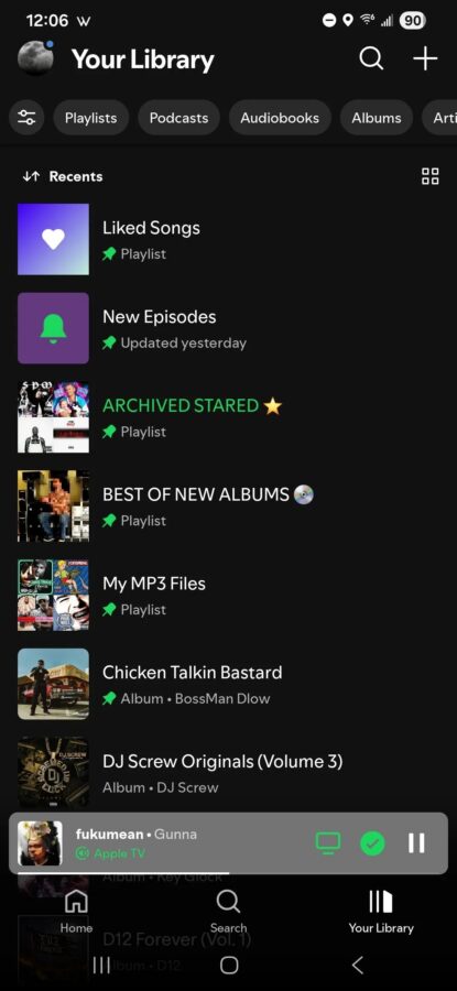 Spotify przypinanie 20 pozycji w bibliotece