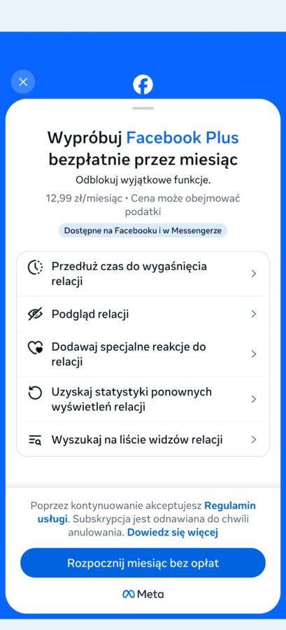 subskrypcja facebook plus polska źródło tabletowo.pl