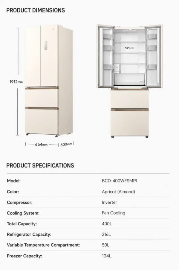lodówka xiqaomi mijia refrigerator french 400 l