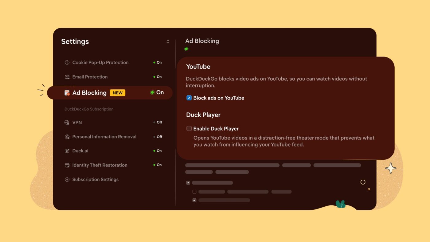 YouTube blokowanie reklam DuckDuckGo