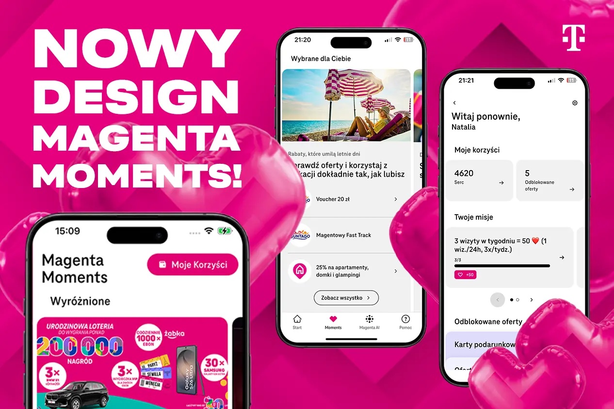Aplikacja Mój T-Mobile została zaktualizowana w sierpniu 2026 roku. Operator odświeża program Magenta Moments