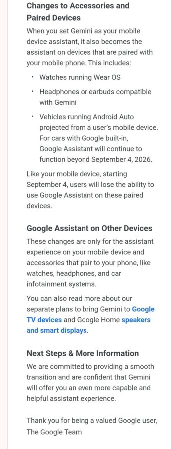 Mail przesyłany do użytkowników od Google dotyczący wyłączenia Asystenta Google