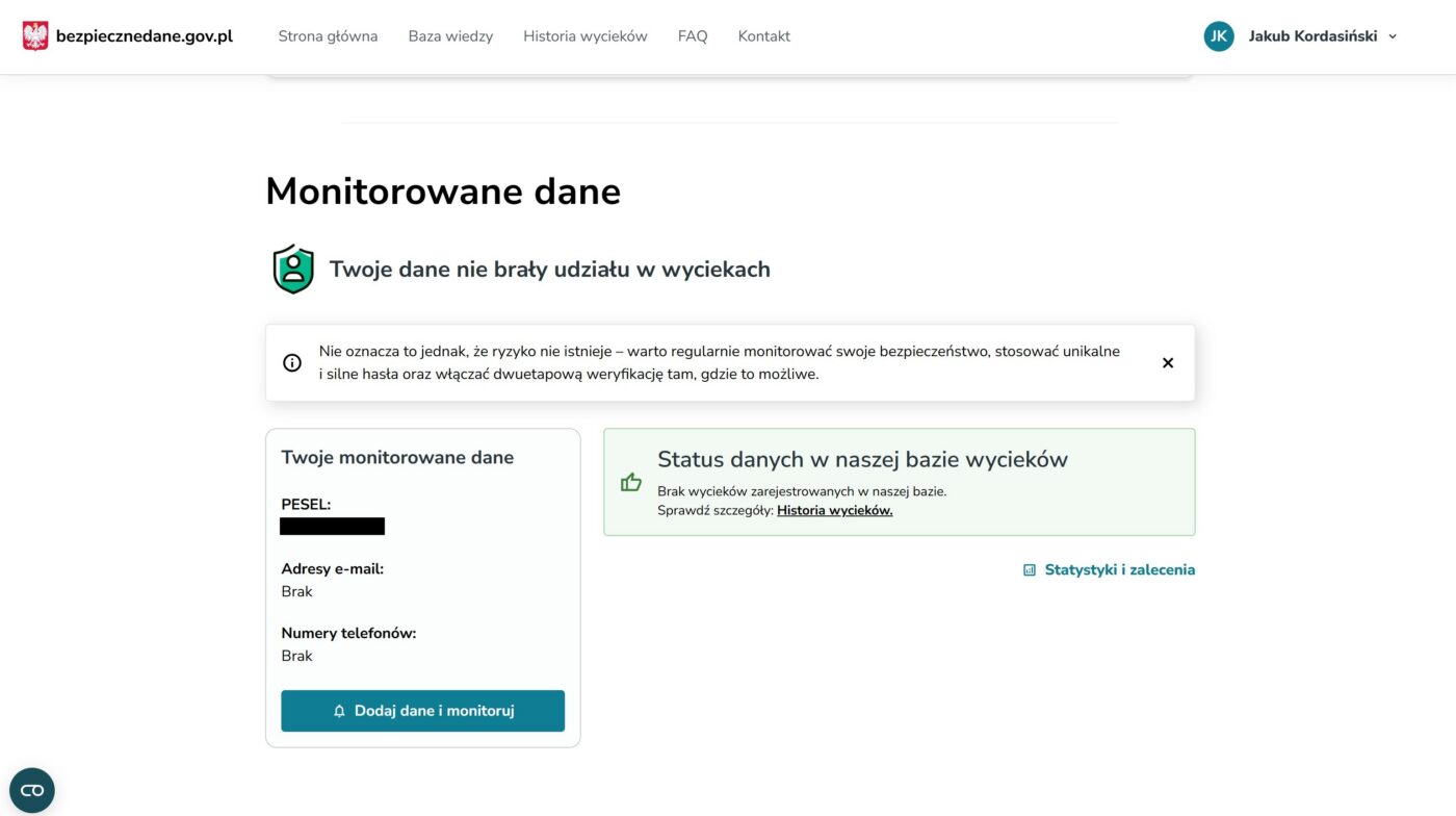 strona internetowa bezpiecznedane gov pl