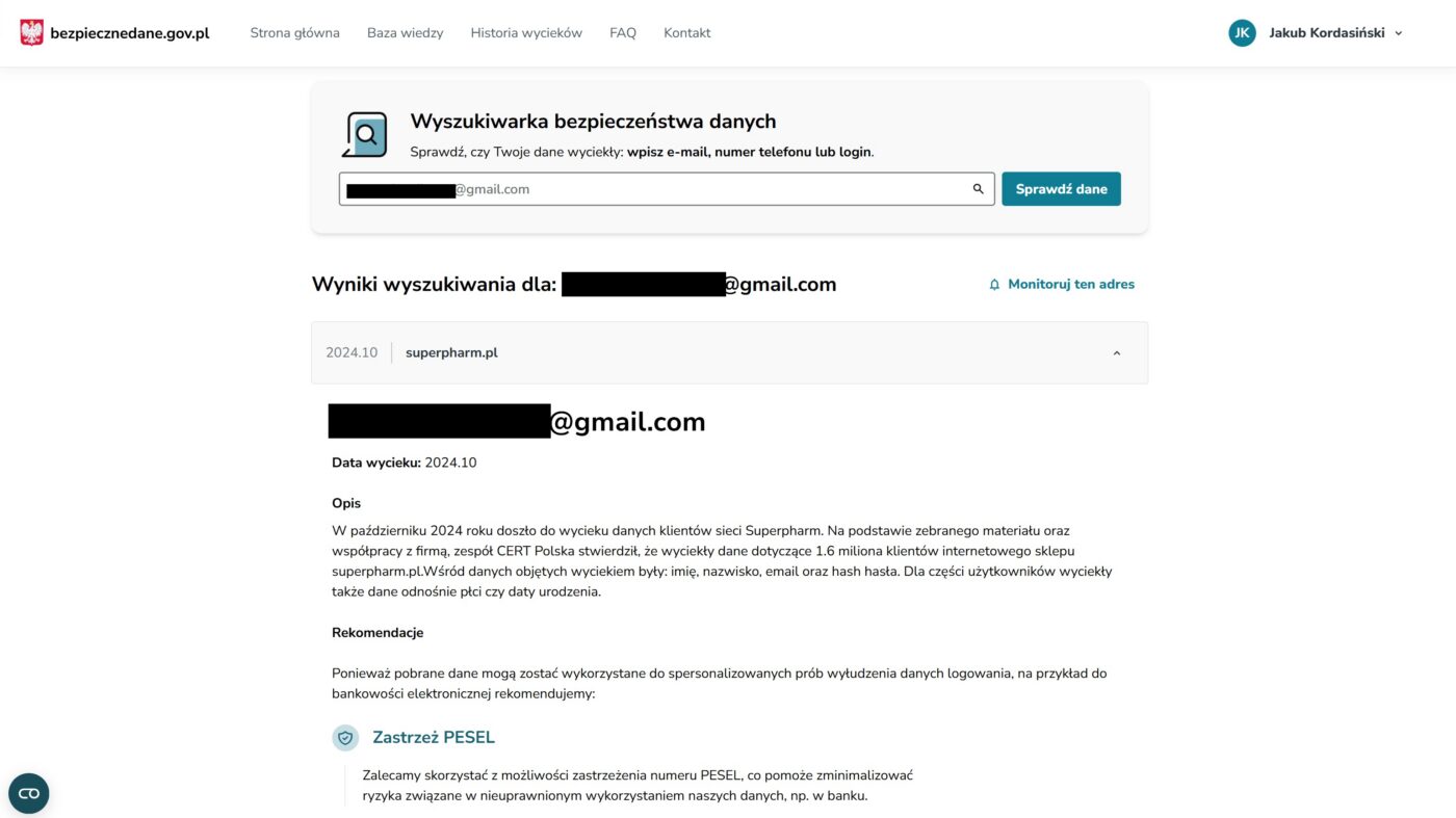 strona internetowa bezpiecznedane gov pl