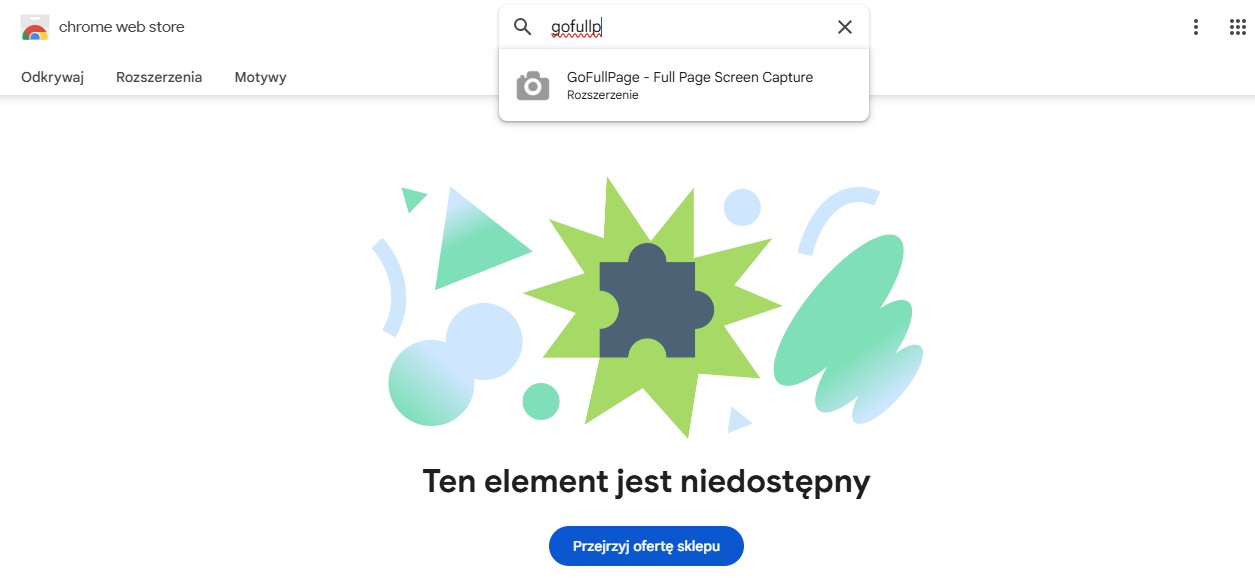 GoFullPage usunięte z Chrome Web Store, Google