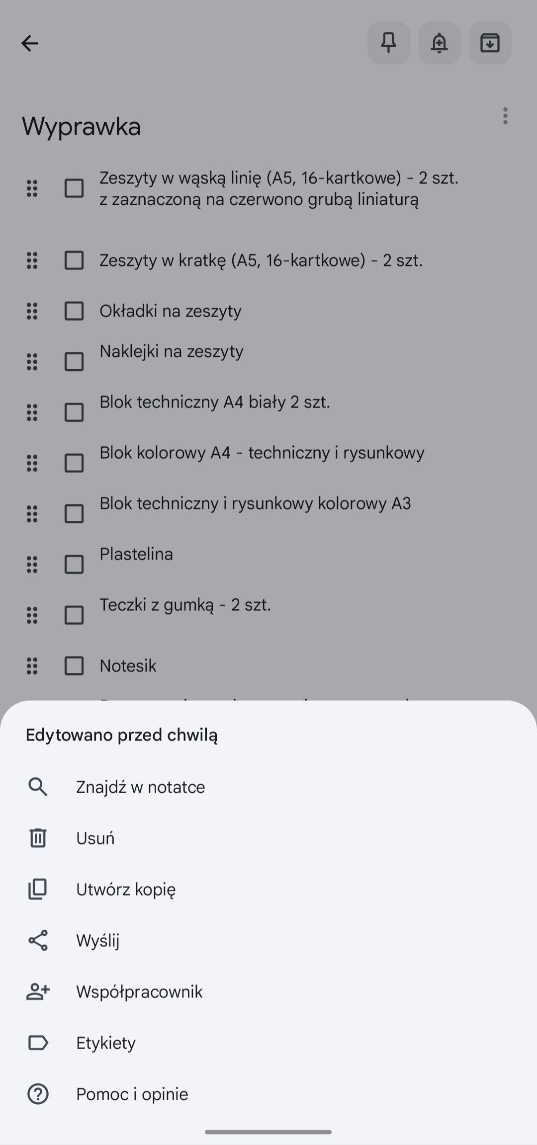Aktualizacja Google Keep 5.26.301.00.90, Znajdź w notatce