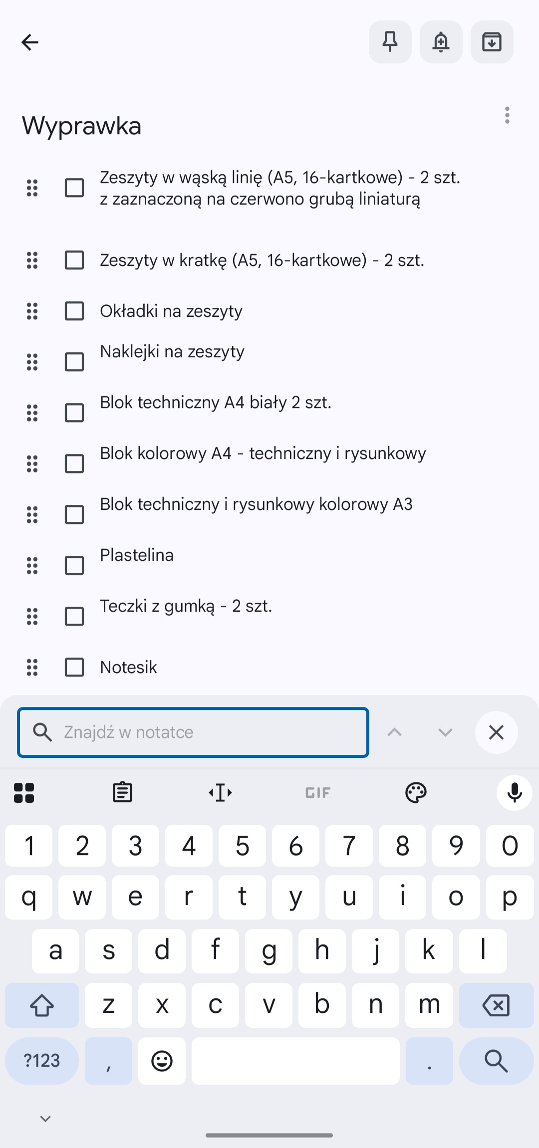 Aktualizacja Google Keep 5.26.301.00.90, Znajdź w notatce