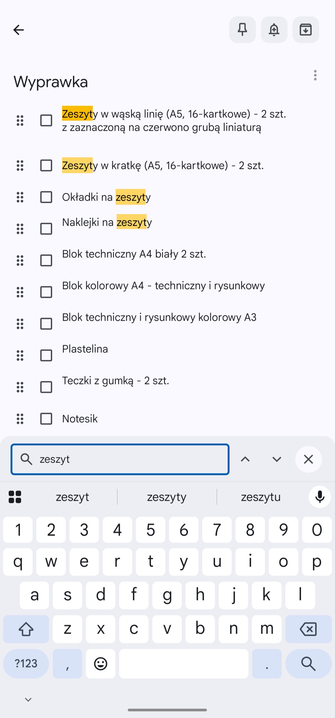Aktualizacja Google Keep 5.26.301.00.90, Znajdź w notatce
