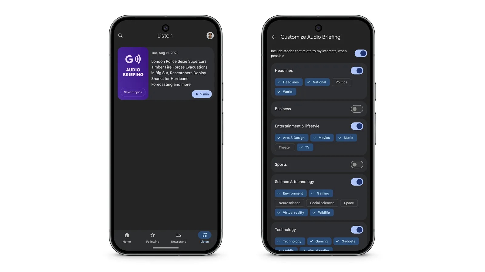Dostosowywanie wiadomości audio w aplikacji Wiadomości Google na Androida