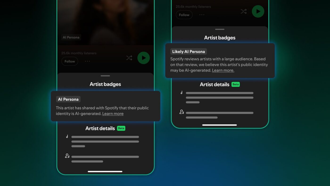 Spotify AI Persona, odznaka utworu wygenerowanego przez sztuczną inteligencję