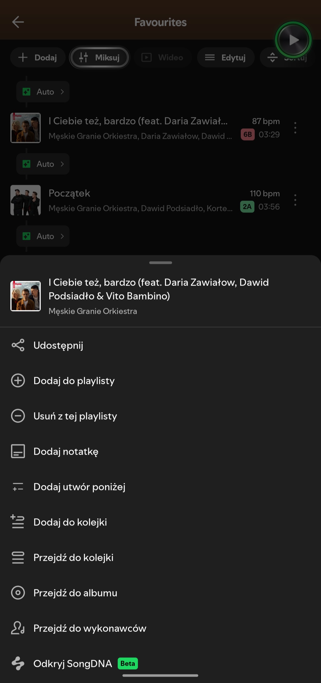 Funkcja Notatki w Spotify - jak dodać notatkę do utworu