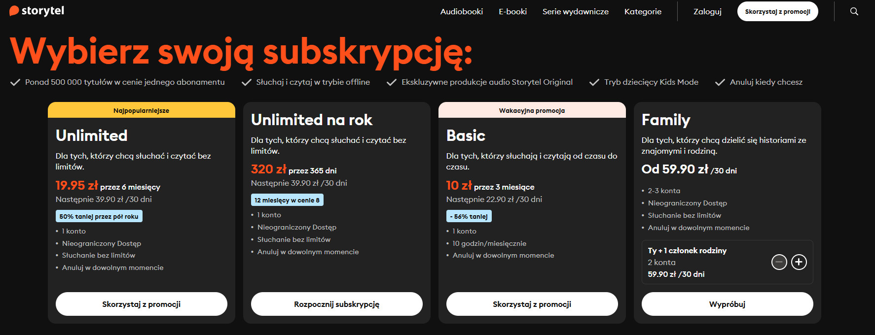 Promocyjna cena Storytel