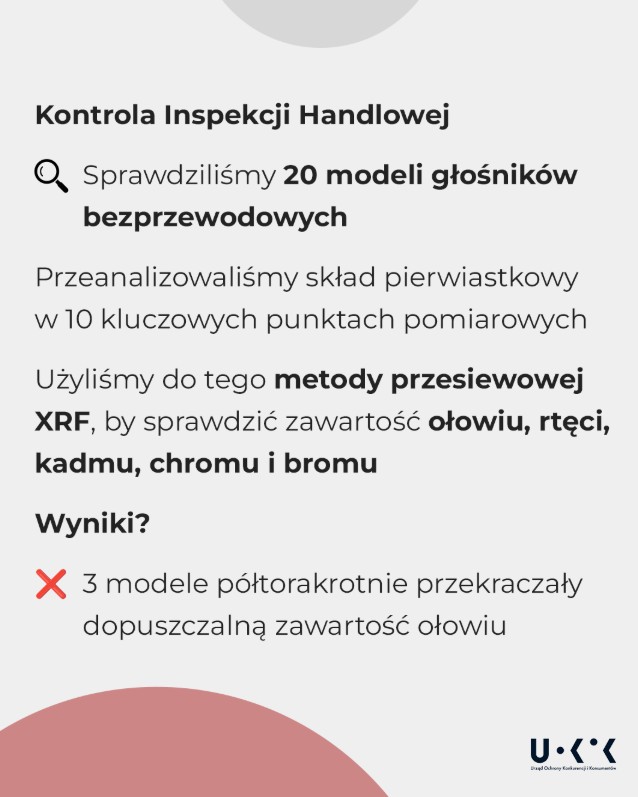 Głośniki bezprzewodowe wycofane ze sprzedaży w Polsce, UOKiK, Inspekcja Handlowa, przekroczone stężenie ołowiu