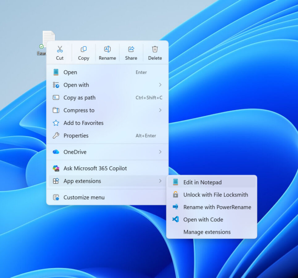 Menu kontekstowe w Windows 11 / źródło: Microsoft