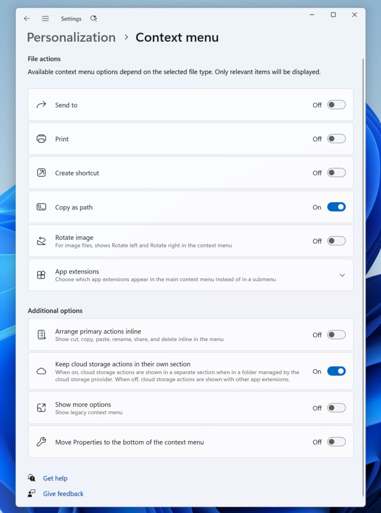 Menu kontekstowe w Windows 11 / źródło: Microsoft