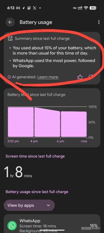 Google Pixel podsumowanie AI bateria