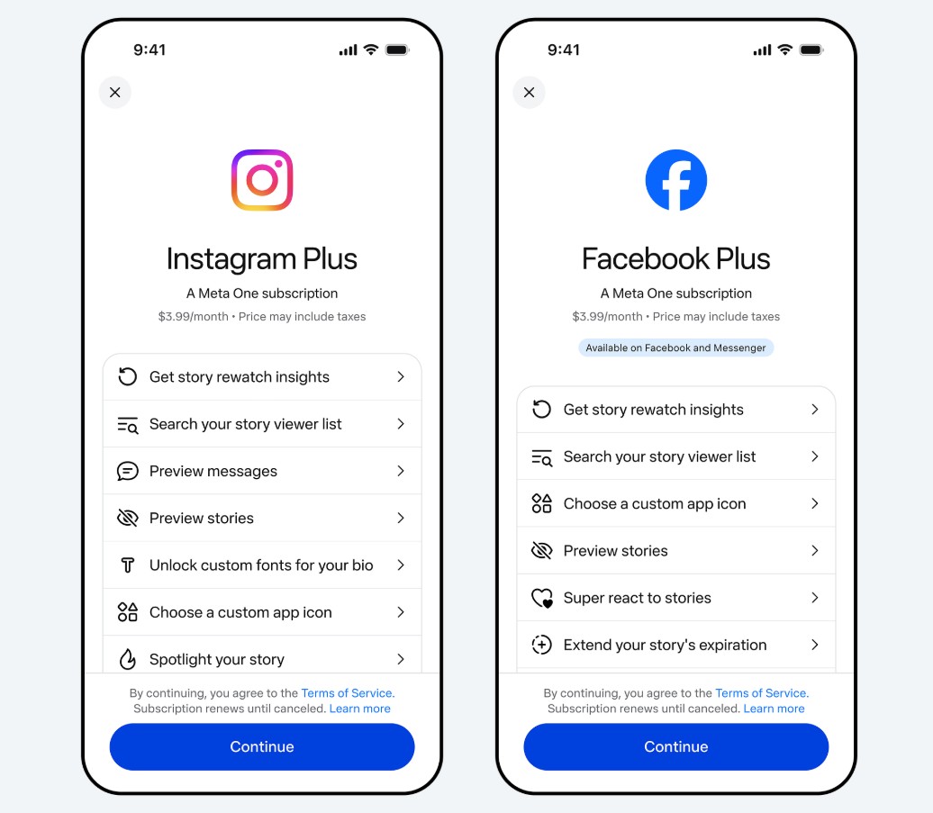 Plany Meta Facebook Plus i Instagram Plus