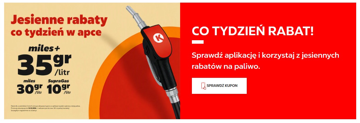 Rabaty na paliwo, tańsze paliwo, wrzesień październik 2026, stacje Circle K