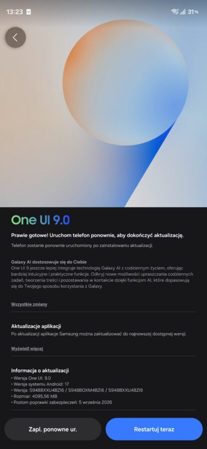 Aktualizacja do systemu Android 17 i One UI 9 dla smartfona Samsung Galaxy S26 Ultra