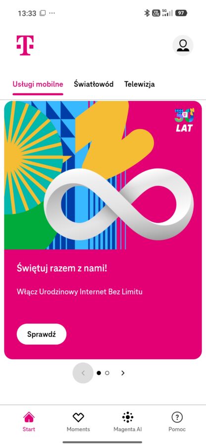 T-Mobile 30 urodziny internet bez limitu za darmo