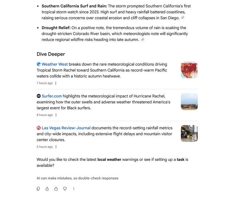 Google AI linki na końcu