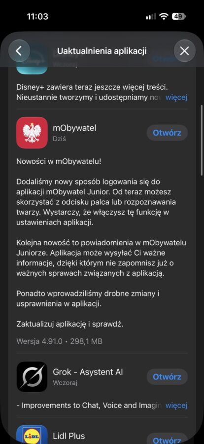mObywatel Junior aktualizacja