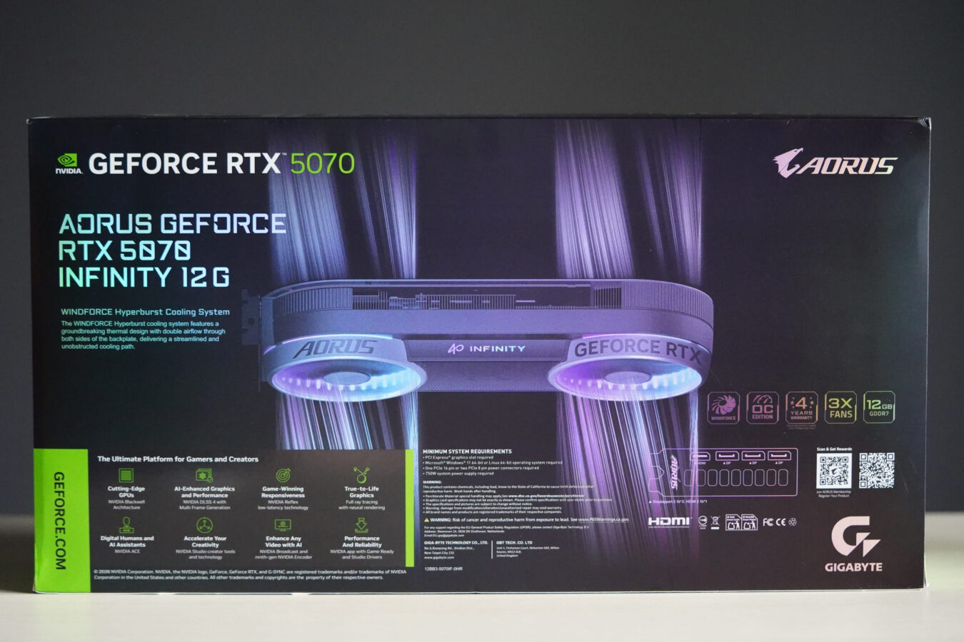 Gigabyte GeForce RTX 5070 AORUS INFINITY 12G