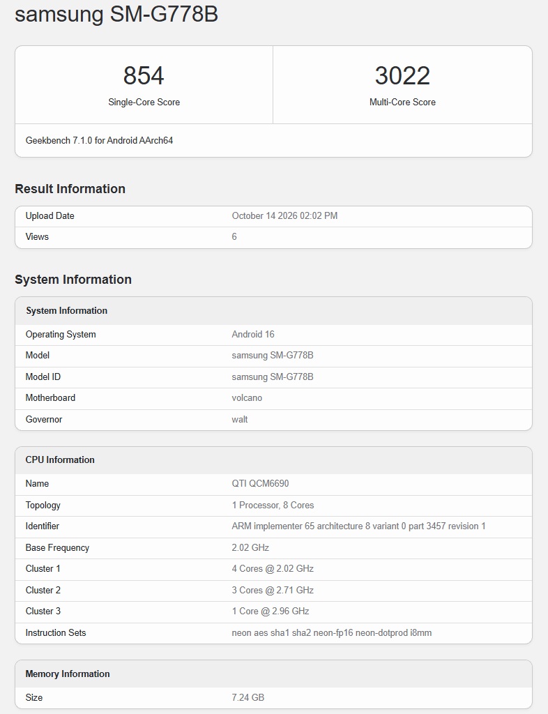 smartfon samsung sm g778b geekbench