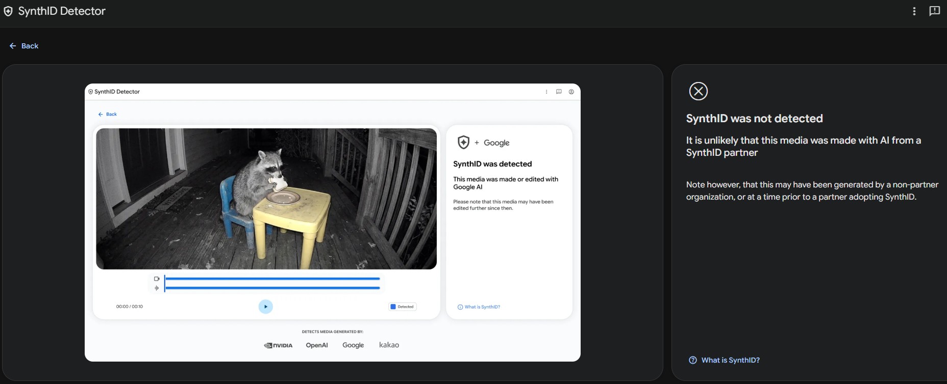 Testy detektora AI, Google SynthID Detector